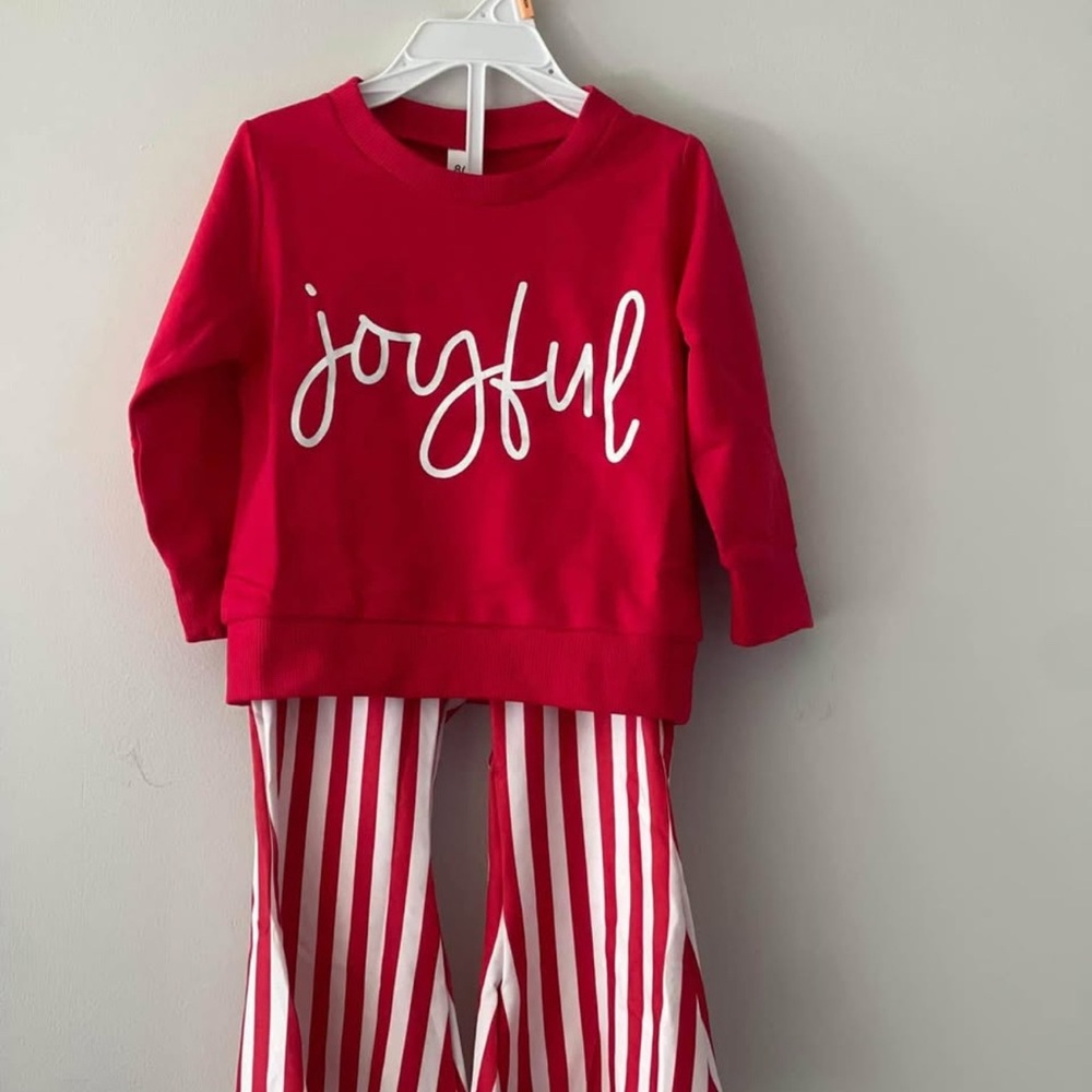 Vibrant Red 'Joyful' Kids Pajama Set